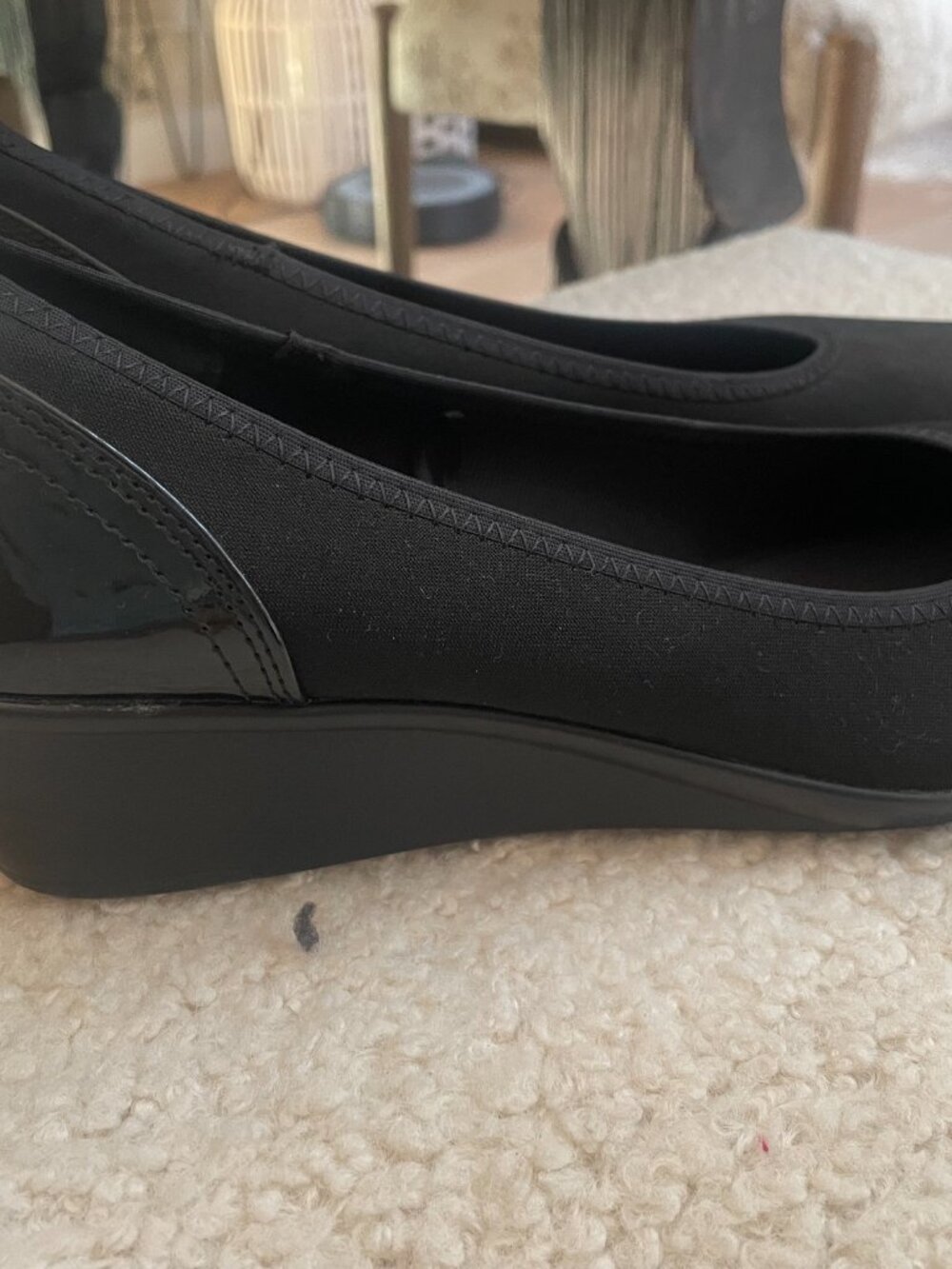 ANNE KLEIN BLACK WEDGE PUMP-Worn once, padded-cushioned-8.5
